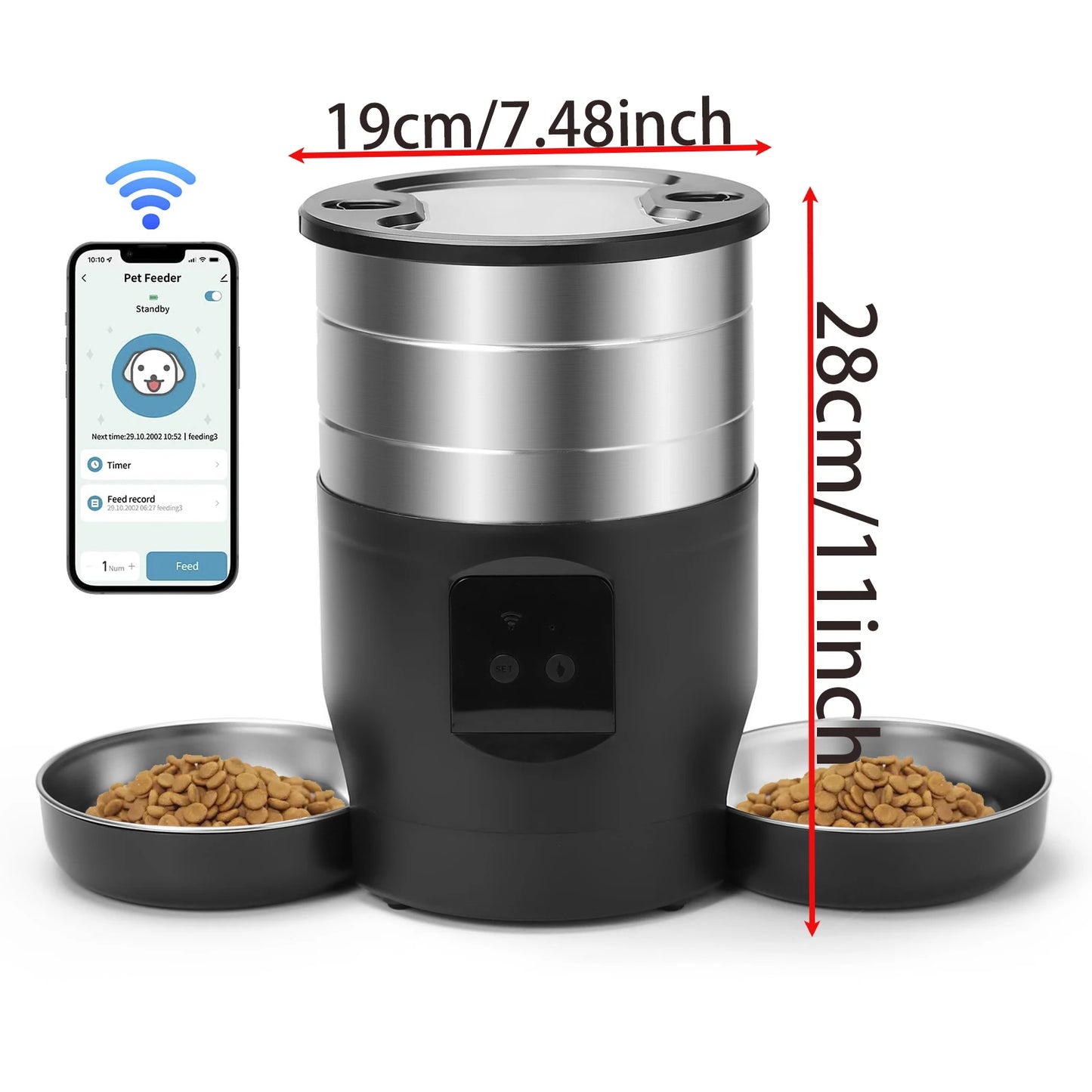 PetMaster 4.5L Intelligenter Futterspender für Katzen und Hunde – App-Steuerung und hygienischer Doppelnapf“