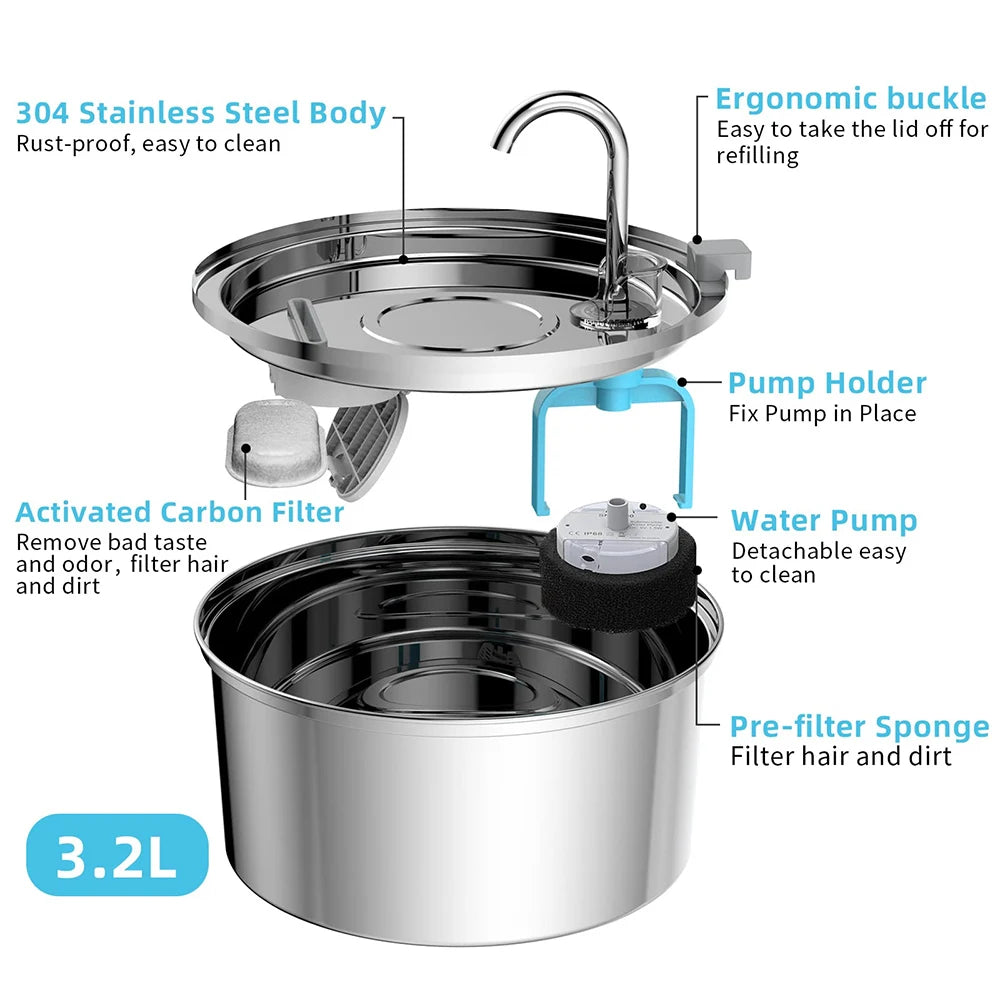 AquaPaws Edelstahl Trinkbrunnen