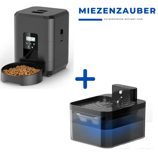 Kombiset, Automatischer Futterspender mit WIFI + AquaTrack 2.2L – Automatischer Trinkbrunnen